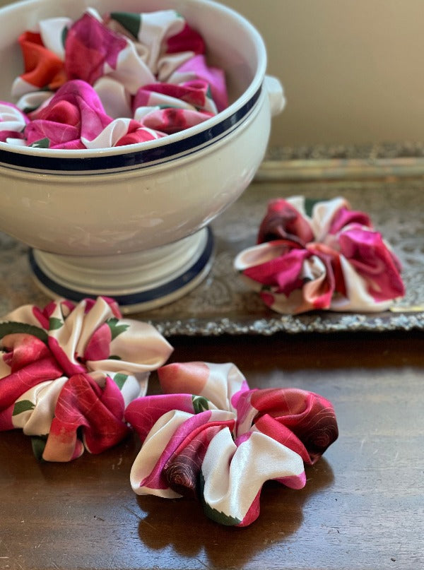 Medium Silk Scrunchie, Custom Rose