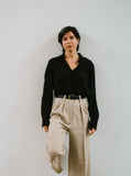 Marie Blouse, black, with the Classic Trouser, beige