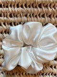 Medium Silk Scrunchie, White