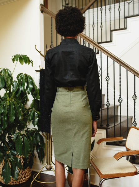 Pearl Snap Shirt, back view, with Murphy Skirt