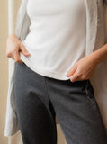 Mila Pant in Grey Stretch Knit, with the Amalia Tank and Deconstructed Jacket in dove