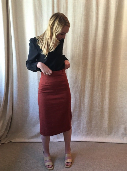 Murphy Skirt, rust, with the Marie Blouse in black