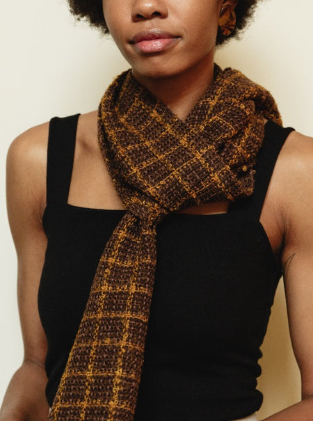 Handwoven Scarf, Black Boucle