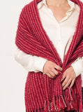 Handwoven Wrap, Red Multi, with Inez Blouse